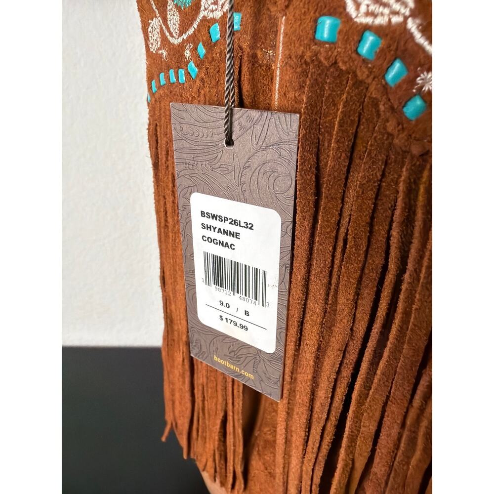 NWT Shyanne Western Fringe Boots Womens 9 Embroidered Suede Cowboy Boots - Picture 3 of 6